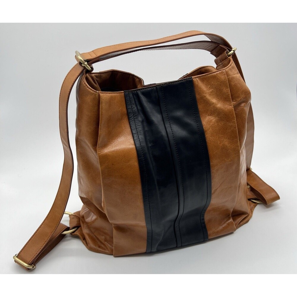 Dapper Bag Longmont Convertible Two Tone Leather Bag Tote Backpack Diaper
